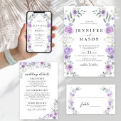 Lilac Purple Lavender Floral Wedding Invitation Einladung