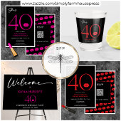 Moderne Minimal Pink Lips Sie ist vierzig Geburtst Pappteller