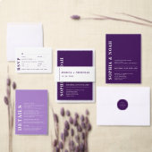 Minimal Modernes Weiß & Lila Elegantes Hochzeitsst Einladung (Personalisiere diese Kollektion eines unabhängigen Creators.)