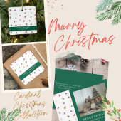 Modern Minimal Red Cardinal Christmas Tree Pattern Keramikornament