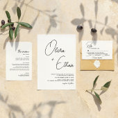 Moderne Minimalistische Schwarz-Weiß-Hochzeit Menükarte