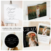 Einfache Schwarze Linie Art Graduation Cap Dosenkühler