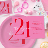 Modern Minimalist Pink Red 21st Birthday Serviette