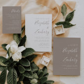 Modernes Script Taupe Hochzeitsprogramm Fächer