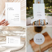 Schwarz-Weiß-Fotocollage QR-Code Hochzeit Einladung