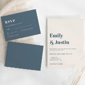 Moderne Hochzeit in blauer Beige Save the Date Einladung
