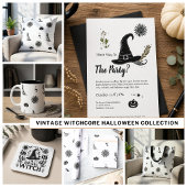 Moderne Witchcore-Monochrome-Halloween-Party Einladung