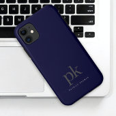 Dark Blue Elegant Minimalistisch Monogram Initials Post-it Klebezettel