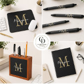 Moderne Monogramm Schwarz Gold Klemmbrett