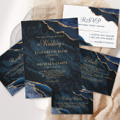 Elegant Navy Blue Agate Wedding Save the Date