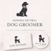 Modern Neutral Dog Groomer Business Insert | Dankeskarte