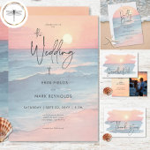 Hochzeitsfeier mit moderner Ocean Sunset Watercolo Save The Date