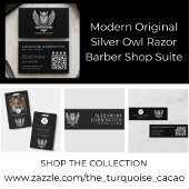 Modernes Barbiergeschäft Silver Owl Logo Qr Code Visitenkarte