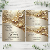 Moderne, aufwendige goldene Blumenmuster mit Perle Serviette (Personalisiere diese Kollektion eines unabhängigen Creators.)
