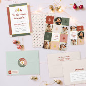 Custom Pastel & Gold Weihnachten 5 Foto Collage Poster