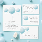 Pastel Blue Balloon Boy Baby Shower Books Request Begleitkarte