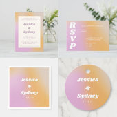 Retro Pink and Orange Gradient Wedding Geschenkanhänger