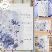 Moderne Periwinkle Blue Watercolor-Wildblumen Save The Date