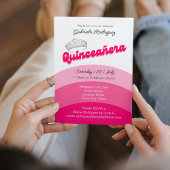 Modernes Rosa mit Diamond Tiara Quinceanera Einladung