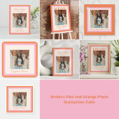 Modern Pink and Orange Border Photo Graduation Geschenkanhänger