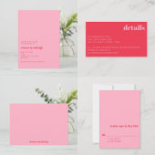 Minimalistisches Rotes Rosa Moderne einfache Hochz RSVP Karte