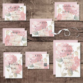 Moderne Hochzeit von Pink Blush Hydrangea Dankeskarte