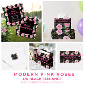 Pink Roses on Black Bridal Shower Vertical Banner
