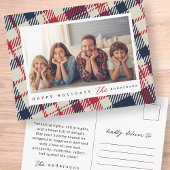 Modern Plaid Pattern Christmas Custom Family Photo Mitteilungskarte