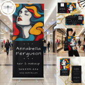 Modern Pop Art Retro Colorful Hair Makeup Visitenkarte