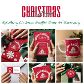 Modern Graffiti Red Frohe Weihnachten Runder Aufkleber