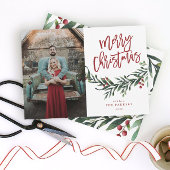 Skript frohe Weihnachten Aquarell Geschenkanhänger