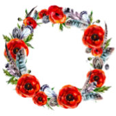 Red Poppy Boho Feathers Paare Dusche einladen