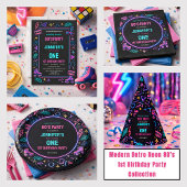 Modern Retro Neon 80’s 1st Birthday Party Pappteller