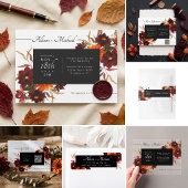 Moderne Rustikale Herbst-Blumen-QR-Code-Hochzeits- RSVP Karte