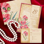 Moderne Rustikale Poppy Floral Wedding Pappteller