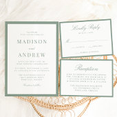 Modern Sage Green Border Wedding Reception Begleitkarte