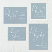 Oh Baby Script Modern Dusty Blue Baby Dusche Serviette