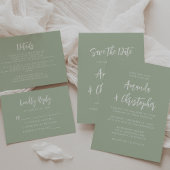 Budget Modern Script Sage Green Wedding Invitation