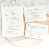 Moderne Silver Heart Calligraphy Script Wedding Einladung