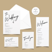 Moderne Schwarz-Weiße Casual-Script-Hochzeit Save The Date