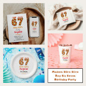 Modern Slice Slice Boy Six Seven Birthday Party Button