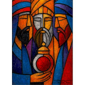 Modern Stained Glass Three Wise Men in English Poster