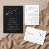 Starry Night Modern Celestial Wedding Dinner Menükarte (Personalisiere diese Kollektion eines unabhängigen Creators.)