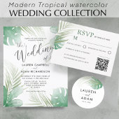 Thank You Green Tropical Wedding Favor Runder Aufkleber