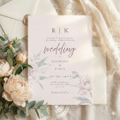 Minimalist Dusky Pink Peony Floral Wedding Weinetikett