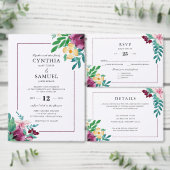 Moderne Aquarellblüten Save the Date Einladung (Personalisiere diese Kollektion eines unabhängigen Creators.)