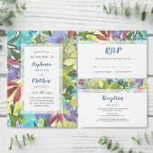 Moderne Aquarellblütenblätterung Türkisblüte Hochz Einladung (Personalisiere diese Kollektion eines unabhängigen Creators.)