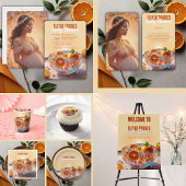 Moderne Whimsical Orange Citrus Foto Babydusche Serviette