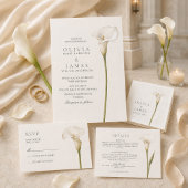 Moderne weiße Calla-Lilie Minimalistische Hochzeit Save The Date