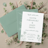 Moderne Wildblume Minimal Sage Green Wedding Save The Date (Personalisieren Sie die Kollektion dieses unabhängigen Creators. Test)